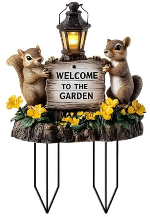 MagiDeal Piquet de jardin décoratif en acrylique 2D, décor d'écureuil, signe de cour plat créatif, décoration de jardinière pour bonsaï de cour extérieure