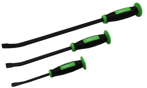 Grip 3 pc Heavy Duty Striking Cap Pry Bar Set - Prying, Positioning, Aligning - Sizes: 8, 12, 18 - Farm, Garage, Workshop - Oversized Double Injected Handles