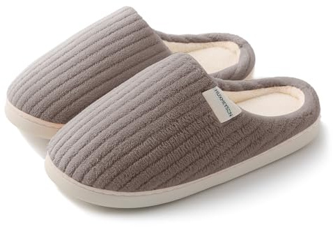 HUXMEYSON Slippers for Women, Warm Memory Foam Comfy House Slippers with Anti-Skid Rubber Sole for Indoor and Outdoor