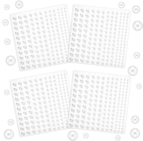 660 unidades de perlas autoadhesivas de color blanco con espalda plana, autoadhesivas, para hacer joyas, ropa, collares, pulseras, manualidades, teléfonos móviles
