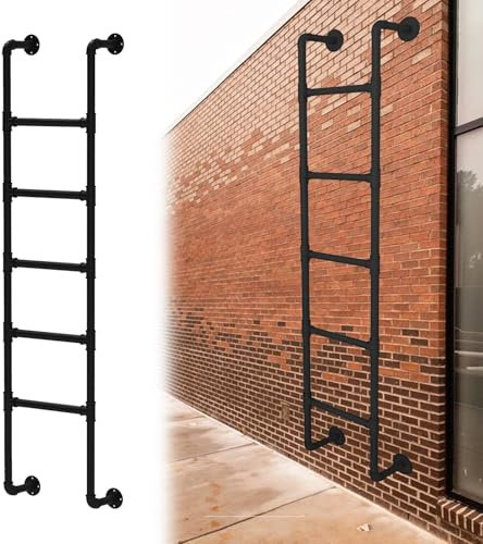 Attic Ladder with Wall Mount – 100-300 cm Emergency Escape Ladder Indoor Fire Escape Staircase Cellar Access Step Space-Saving Folding Design (45in)