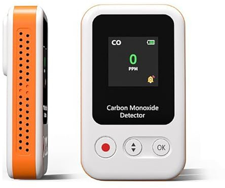 Detector de Monóxido de Carbono, Monitor de Calidad del Aire Pantalla encendida en Espera: 10 Horas Pantalla apagada en Espera: 360 Horas Ideal para Uso en casa, Viajes, hoteles, Camping y