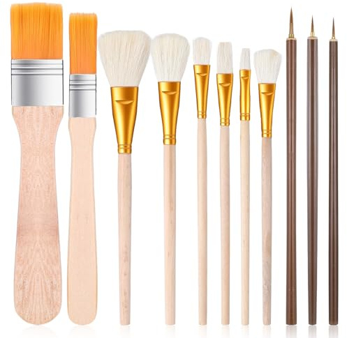 DOPENSPI 11 pinceles de cerámica, pinceles para artistas, pinceles de abanico para cerámica, pincel de cerámica, pinceles de cerámica parciales, pinceles acrílicos, juego de pinceles para técnica de