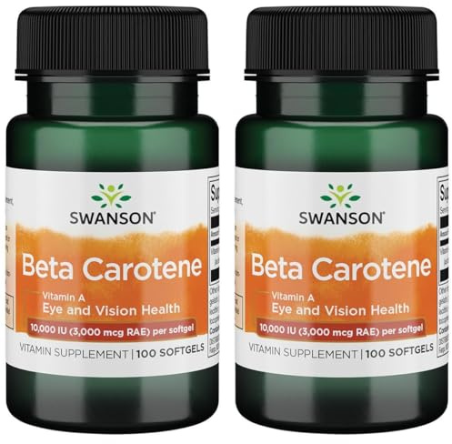 Swanson Beta-Carotene (Vitamin A) Skin Eye Immune System Health Antioxidant Support 10000 Iu (3000 mcg) 100 Sgels (2 Pack)