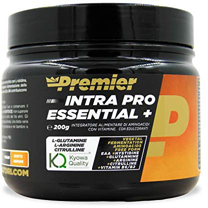 Premier Integratori Intra Pro Essential + 200g | (Kyowa Quality) Aminoacidi Essenziali in polvere con L-istidina e L- glutammina, L-arginina, citrullina | vitamine B6-B2