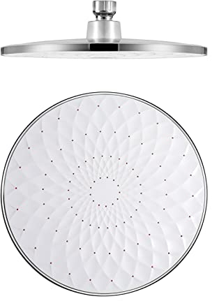 GLYYR Regendusche Duschkopf ABS Regenbrause Rund 9 Zoll Einbauduschköpfe mit Anti Kalk Düsen, Kopfbrause Hochdruck Regenbrause Duschkopf Luxus 23 cm Wasserfall Regenduschkopf, G1/2,Weiß