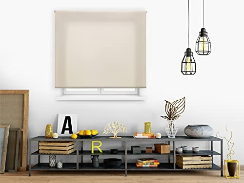 PUR LINE | Estor Enrollable Tamaño 140x250 cm Ancho x Alto Regulación de Luz - Estor Translúcido Tamaño Tela 137x245 cm Color Beige Instalación Pared o Techo