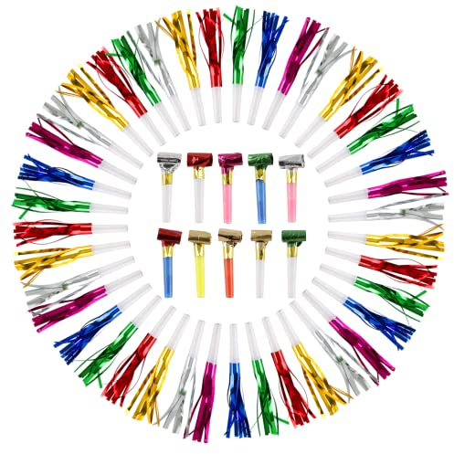 34 Tröte Kinder,Partytröten Luftrüssel Faschingsdeko,10 Tröten mit Luftschlangen+24 Pfeifen Blowouts mit Glitzerfransen,Mitgebsel Kindergeburtstags Partytütenfüller Krachmacher Spiel ab 2 3 4 5+Jahre