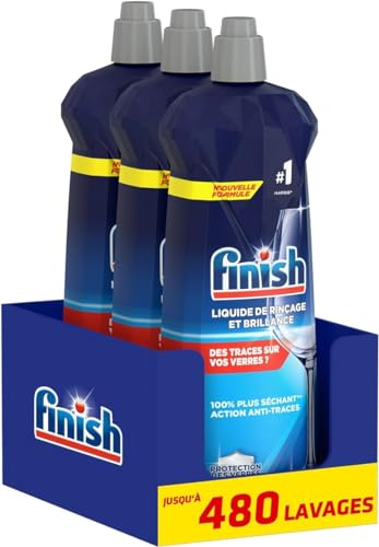 Finish Liquide de Rinçage Brillance et Séchage- Produit Lave-Vaisselle - Jusqu'à 480 lavages - 2400ml en Lot de 3