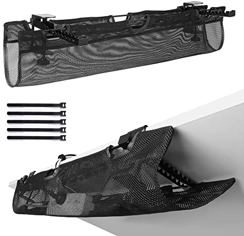 Under Desk Mesh Cable Management Tray - 36 Inch No Drill Cord Organizer for Power Strip - Safe Wire Net for Desks, Office, and Home (Black)