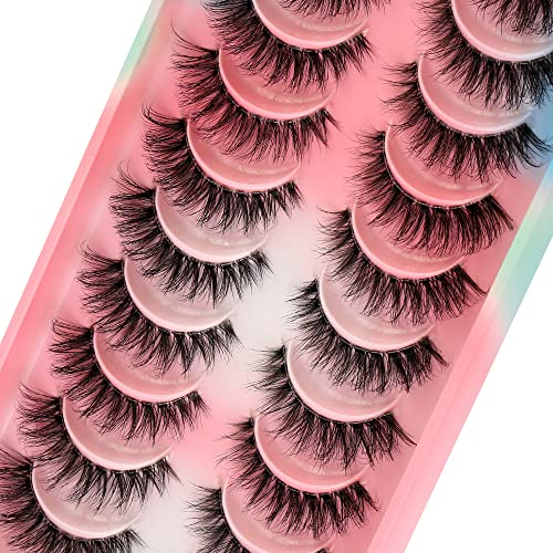 Falsche Wimpern Clear Band Natürlich D Curl Natürliche Cluster Volumen Wimpern Set,10 Paar Natürlich 3D Klebstoff Band KÜnstliche Wimpern (DA16)