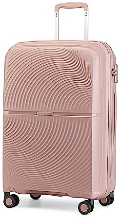 British Traveller Valise Cabine 40 Liters, Rigide Valise de Voyage à 4 roulettes et Serrure TSA, 55x40.5x22.5 cm (Rose)