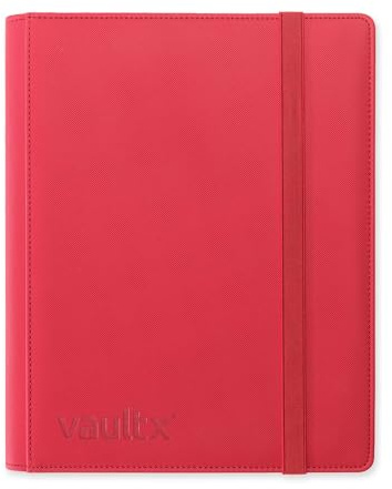 Vault X 9 Pocket Strap Trading Card Binder 360 Cards Exo-Tec (Red) | Holds 360 standard-size TCG cards in 20 side-loading 9-pocket pages. Padded, water-resistant Exo-Tec cover.