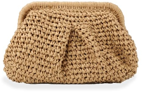 LHHMZ Straw Clutch Purse for Women - Woven Dumpling Clutch Summer Beach Shoulder Handbag