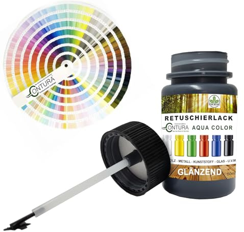 Contura Reparaturlack Lackstift RAL Lack Pinselflasche 50ml. GLÄNZEND Farbe Holz Metall Möbel Auto Bad Retuschierlack (RAL 9001 Cremeweiß, 50ml.)
