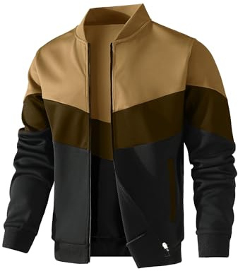 HYPESTFIT Bomber Homme Léger - Blouson Décontracté à Col Montant, Manches et Ourlet Côtelés, Veste Légère Printemps/Automne pour Toutes Occasions