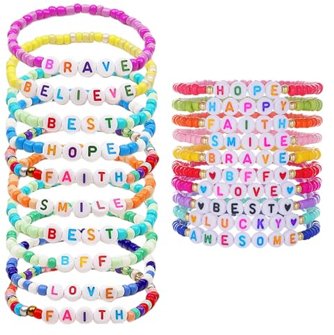 CHROMACRAFT 20 braccialetti con perle, braccialetti alla moda, braccialetti con alfabeto, braccialetti per ragazze