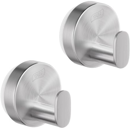 TAILI Gancho Ventosa para Baño 2 Piezas Toallero Con Ventosa Sin Taladro Inoxidable Colgador Toalla Baño Reutilizables Cocina Gancho Pared para Toallas y Albornoces, Redonda, Tipo A, Plata