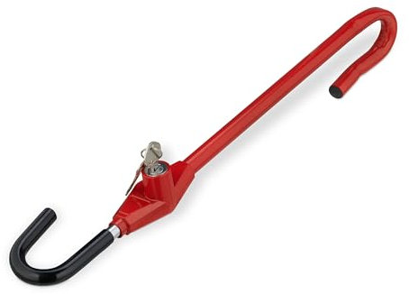 Relaxdays Antifurto Bloccasterzo Auto, Lucchetto Blocca Volante, Protezione Sterzo Universale, Asta in Acciaio, Rosso, 10% Alluminio 60% 30% plastica, 1 Pezzo