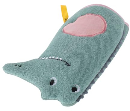 Hemobllo de Bain Garçon Fille Cartoon Exfoliants Lavables Moufle de Toilette Doux et Léger pour Garçon Fille Nettoyage Facile et Tenue Ferme Adapté et Tout-petits Vert Reptile