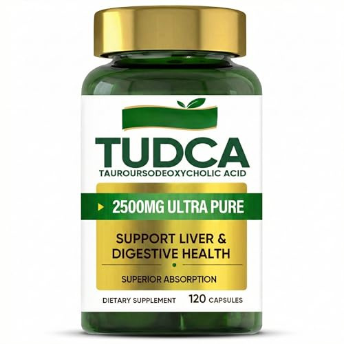 TUDCA 2500mg par Portion - 120 Gélules d'Acide Tauroursodésoxycholique Ultra Pur - Supplément pour le Soutien du Foie et de la Digestion - Sans Gluten et Sans Additifs - 60 Portions | AT1