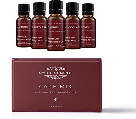 Mystic Moments | Kit Iniziale di Oli Profumati Cake Mix 5x10ml | 5 Dolci Fragranze da Forno per Candele, Sapone e Profumazione per la Casa | Collezione di Aromi Gourmand Caldi