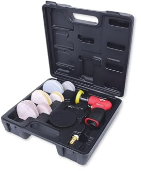 KS Tools - 515.5110 - Mini-ponceuse 2,5 mm - Ponceuse excentrique pneumatique - Polisseuse voiture et accessoires - Livré en coffret avec raccord rapide 1/4