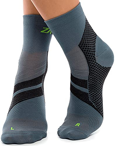 ZaTech Plantarfasziitis Socken, Kompressionssocken (Grau/Schwarz,XL, 43-45)