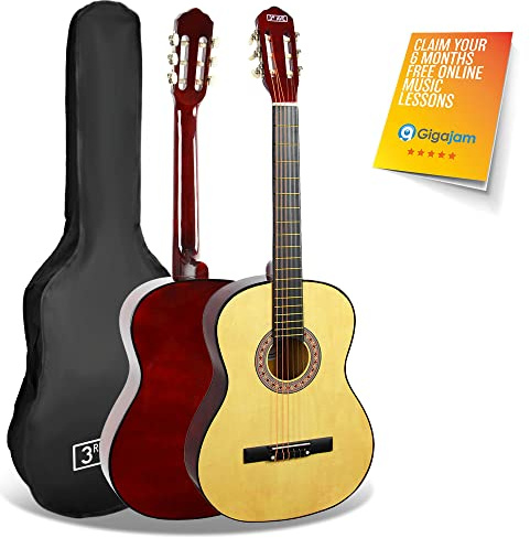 3rd Avenue Guitarra clásica española para niños principiantes de tamaño 3/4 con cuerdas de nylon de 3rd Avenue y funda de transporte, Natural