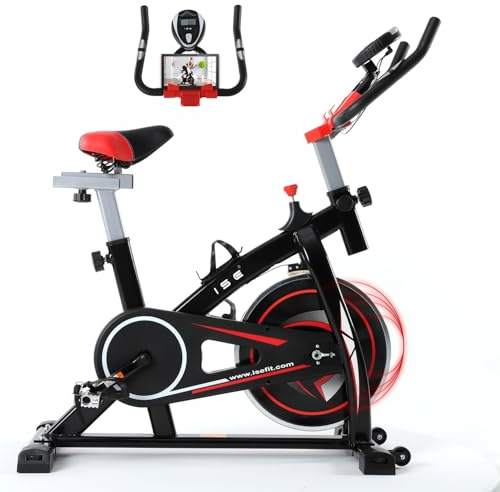ISE Velo Appartement avec Volant d'Inertie 13KG, Velo d Appartement Ergonomie Cardio, Vélos d'Appartement Maison/Bureau, Velo Cardio Training Silencieux, Vélos d'Appartement Réglable en Hauteur