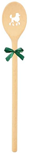 teemando® Cucchiaio da cucina in legno, extra stabile, con motivo barboncino e fiocco, realizzato a mano in Germania, barbecue, cucina, famiglia, idea regalo, Natale