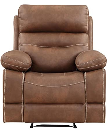 Steve Silver Co Rudger Manual Recliner, Living Room Furniture Chair, Home Office, Home Theater Seating, Chestnut Brown Microsuede Cover, 37.5 D x 35.5 W x 41.75 H, Brown