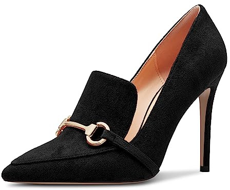 Castamere Donna Alto High Spillo Tacco Heel a Punta Slip-on Pumps da Matrimonio Ufficio 10 CM Heels Nero 45 EU