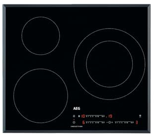 AEG Placa Inducción IKB6340SFB, 60 cm, 3 Zonas de cocción, Fuegos 28 cm, 21 cm y 14,5 cm, Función PowerBoost, Calentamiento rápido automático, 7350W, Temporizador, Negro