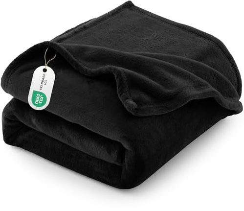 CozyLux Kuscheldecke Flauschig Decke Klein - Flanell Sofa Decke 130 x 150, Weiche Fleecedecke für Couch, Warme Wohndecke für 4 Jahreszeiten, Leicht Sofa Überwurf, Blanket 130x150 cm, Schwarz
