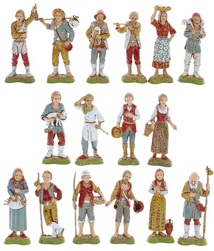 Moranduzzo Set 16 Pastori per Presepe da Cm 10 Scala 1:20 – Statuine Indistruttibili, Stile ‘700, Rifinite a Mano, Prodotto Ufficiale, Made in Italy, Scultore M. Landi