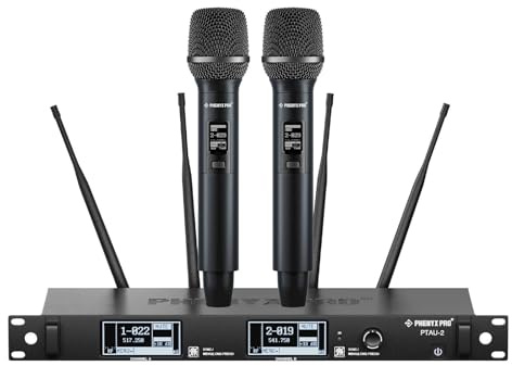 Phenyx Pro Dual True Diversity Auto Scan Wireless Microphone System PTAU-2