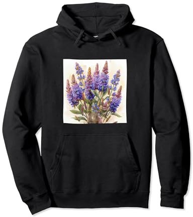 Anise Hyssop Bouquet Floral Pastel Colors Graphic Pullover Hoodie