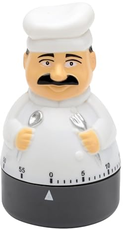TNSLANDTemporizador Cocina Mecánico, Corto, Divertido de Huevos, Forma de Chef, Pilas No Incluidas