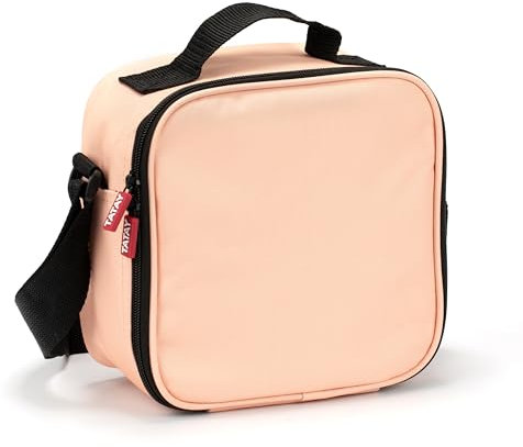 Tatay Bolsa Termica Porta Alimentos Impermeable - Urban Food Casual 3L | 4 Fiambreras: 2x0,5L + 2x0,2L | Triple Capa Aislante | Cuerpo Semirrígido | Bolsillo Interior | 22,5x10x22cm, Peach Fuzz