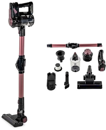 Wintem Uppladdningsbar dammsugare HEPA 10 000Pa - 2 sughastigheter - flexibel slang - borste med LED-ljus - inkluderar adapter, väggmonteringssats, 2-i-1-slits och möbelborste