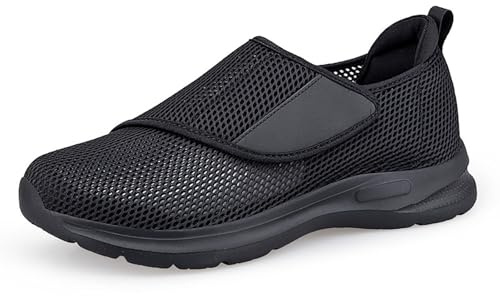 Zapatillas para hombre para diabéticos para mujer, transpirables, ajustables, cómodas, antideslizantes, para personas mayores, hinchazón de los pies, zapatos bajos