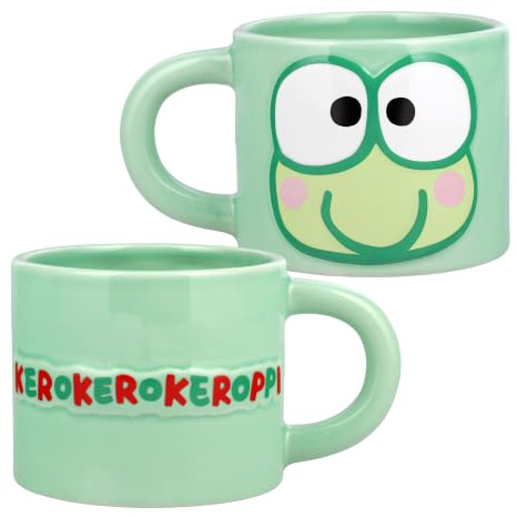 Keroppi Green mugg, officiellt licensierad Sanrio Hello Kitty & Friends 400 ml stor keramisk kaffekopp för te och varm choklad, Kawaii present till flickor, kvinnor, tonåringar | Paladone