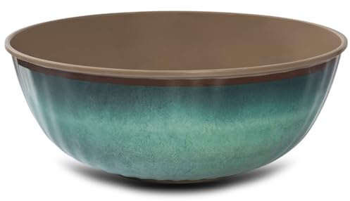 Bol en mélamine - Jesolo Vert aspect pierre Ø27 cm - 3,5 Litres Passe au lave-vaisselle Vaisselle de camping Bol de service Camping Plein air Jardin Bol pour fruits Rond vaisselle en mélamine moderne