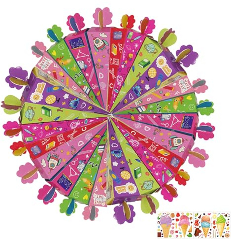 ZenyTra 24 Stück Faltbare Mini-Geschenktüten mit 4 Eiscreme Stickern - Bunte Tüten für Party, Feier & Event, Individuell Befüllbar mit Süßigkeiten