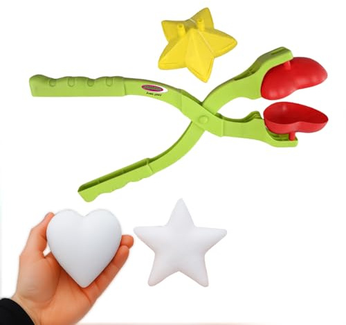 JAMARA 461163 Snow Play Schneeballzange Herz und Stern 2in1 - Kinder Schneeball Snow Zange, Ice Zange, Schneekugel Maker, Geschenkidee Kids, Formen wechseln, Schlagzäher Kunststoff