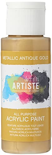 Artiste Acrylic Paint 59ml 2Oz Metallic Antique Gold, Quick-Drying Professional Art, Craft And Hobby Artists Paint, Vibrant Colour, Water-Based Paints Cover All Surfaces With Ease, Ideal For Travel Artists