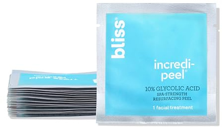 Bliss That's Incredi-Peel Glycolic Resurfacing Facial Pads - 15 ct - Single-Step Pads for Exfoliating and Brightening - Targets Fine Lines and Discoloration - Travel-Friendly - Vegan & Cruelty-Free