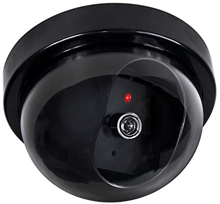 Maclean Kamera Dummy LED Überwachungskamera Attrappe CCTV Wireless Dome Kuppel Alarm, schwarz, 1 Stück (1er Pack)