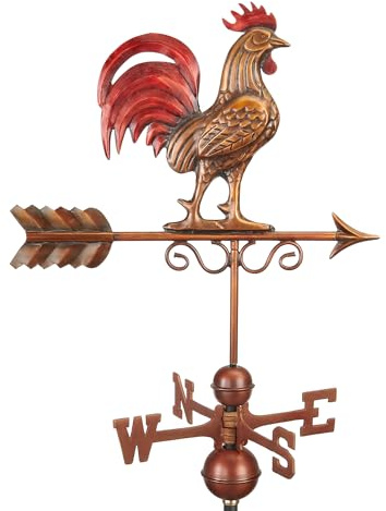 Good Directions 1975RED - Segnavento Bantam Red Rooster, in puro rame, rifinito a mano, patina multicolore